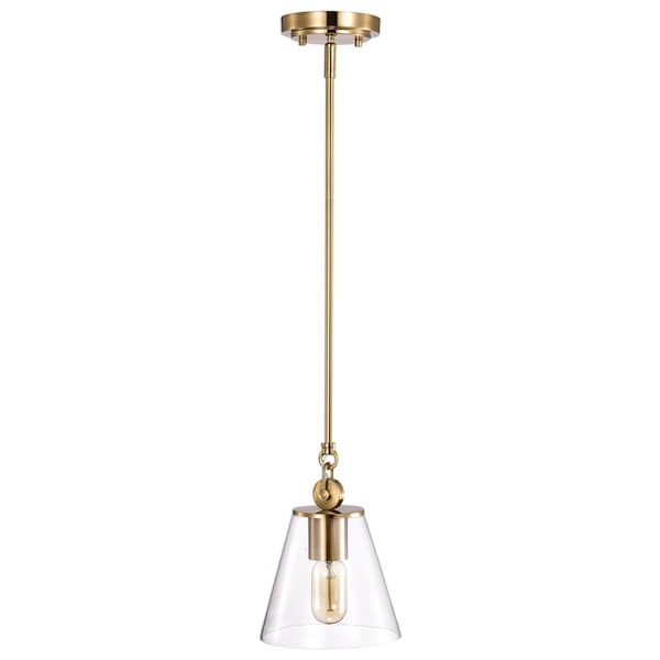Dover 1-Light Small Pendant Vintage Brass With Clear Glass